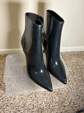 Jeffrey Campbell Black Pointed Patent Ankle Boots